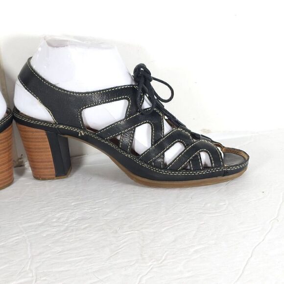 Pikolinos Women's US7-7,5 EU38 Java Black Leather Peep Toe Slingback Sandals - Picture 7 of 16